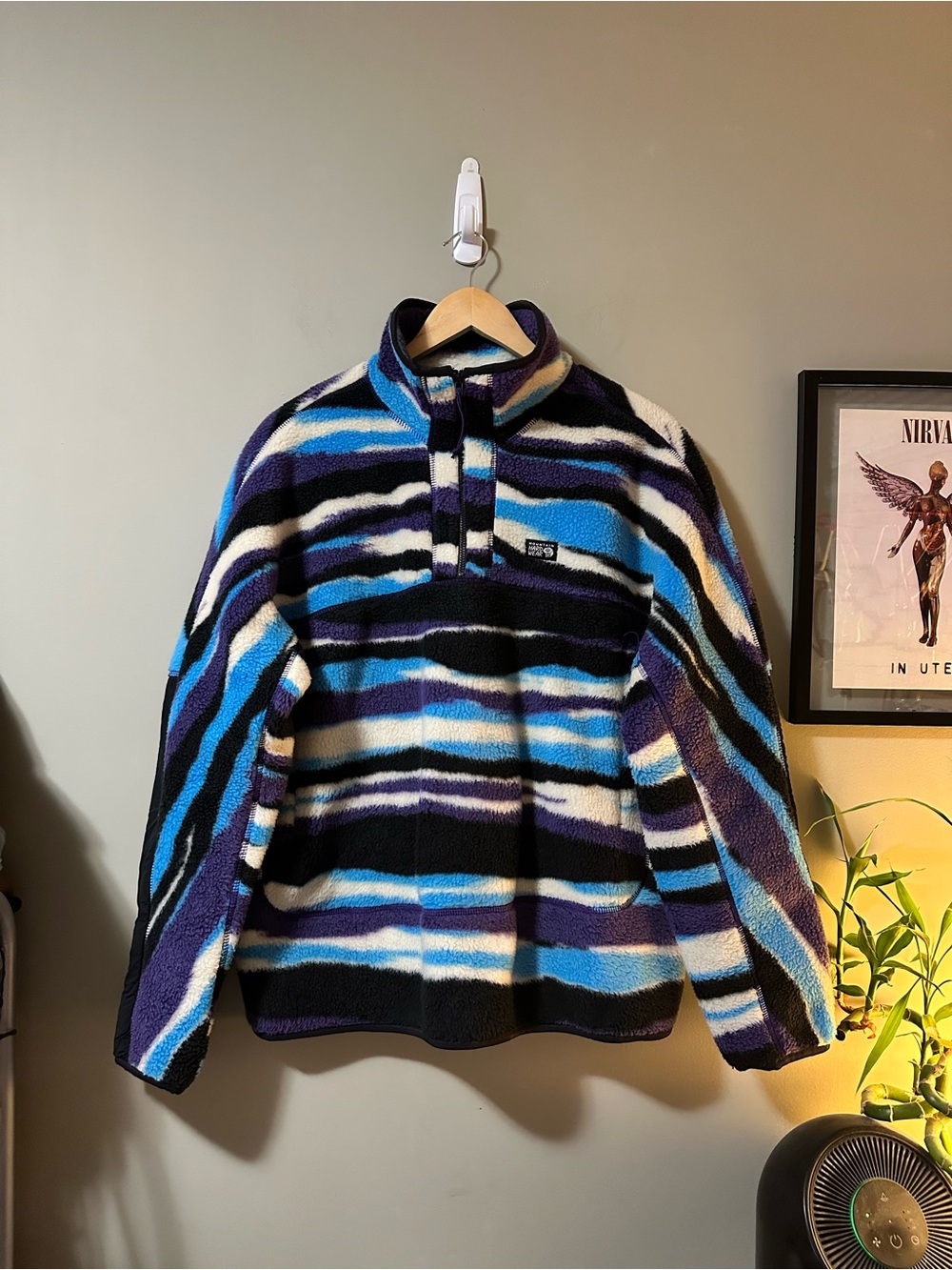 Mountain Hardware Striped Quarter-Zip Fleece - Blue, Purple, Black, White